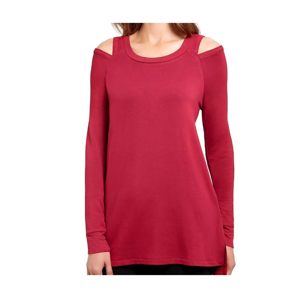 KENNETH COLE REACTION WOMENS LONG SLEEVE COLD SHOULDER TOP VARIETY Sz L Red Wine
